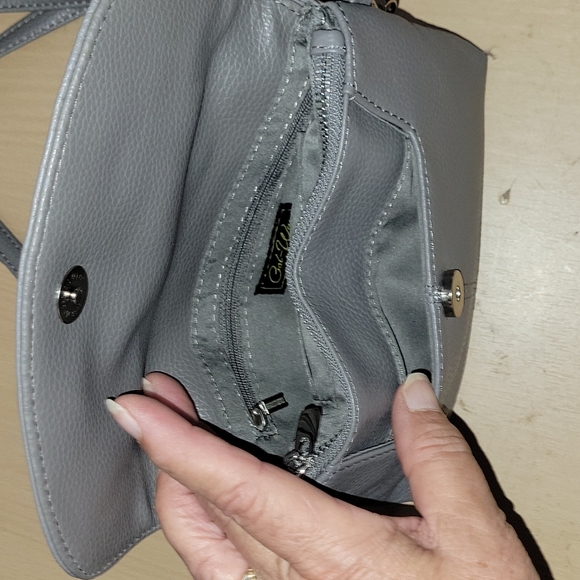 NEW, Gray cowhide leather crossbody purse. Very soft. - Picture 7 of 11